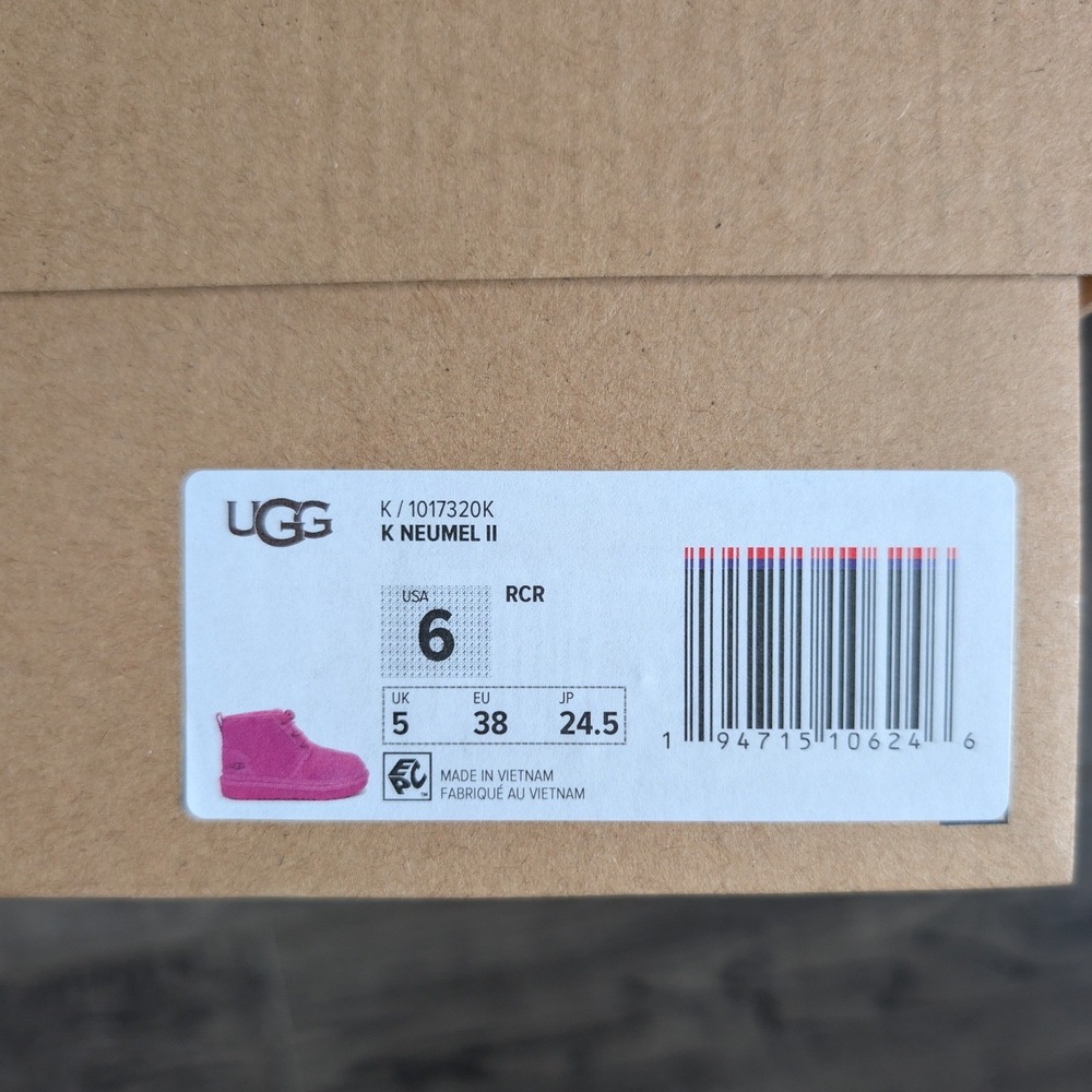 🆕 UGG Suede Neumel Lace Up Wool Lined Chukka Warm Boots Big Kid Sz 6 Neon Pink - Picture 8 of 12